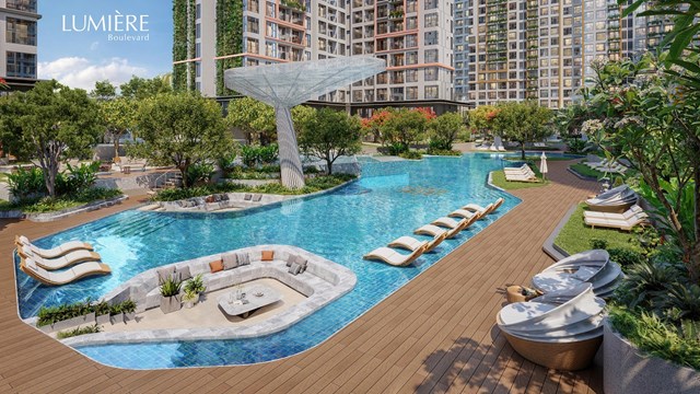 Nội khu LUMIÈRE Boulevard – dự án có kiến trúc xanh 3D hàng đầu Việt Nam